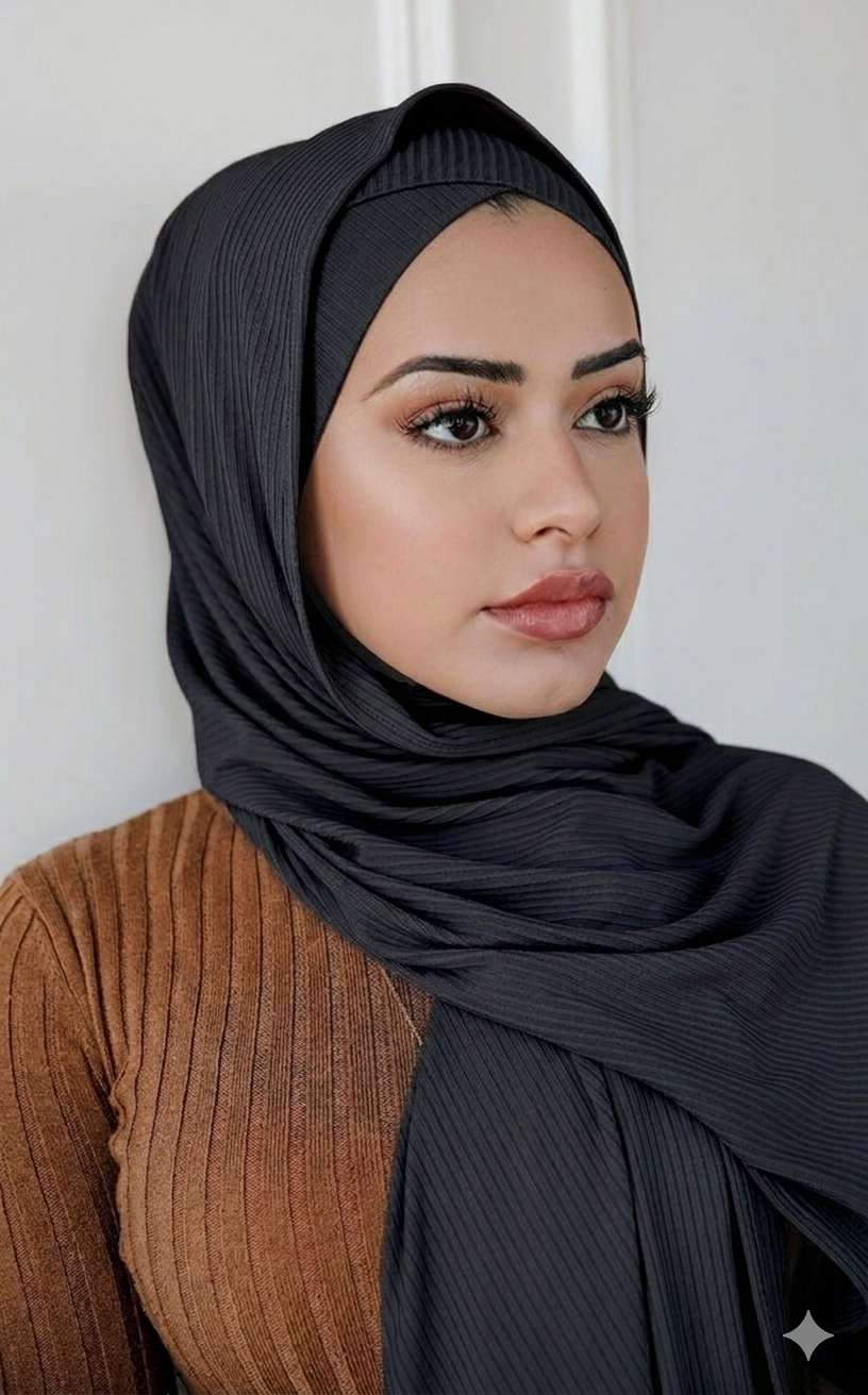 BLACK Ribbed Jersey Hijabs