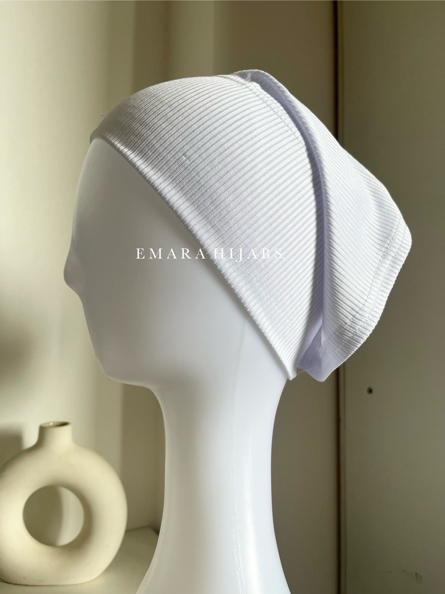 White Ribbed Tube Cap