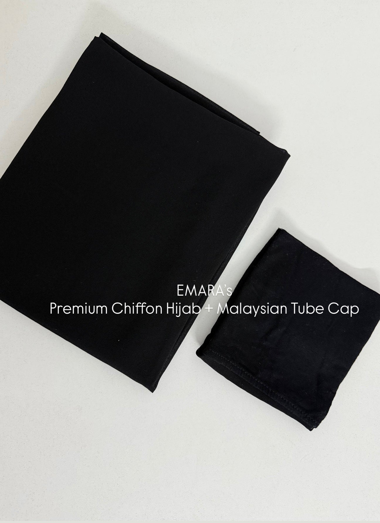 BLACK premium chiffon + BLACK Malaysian tube cap