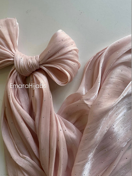 Nude crystal organza