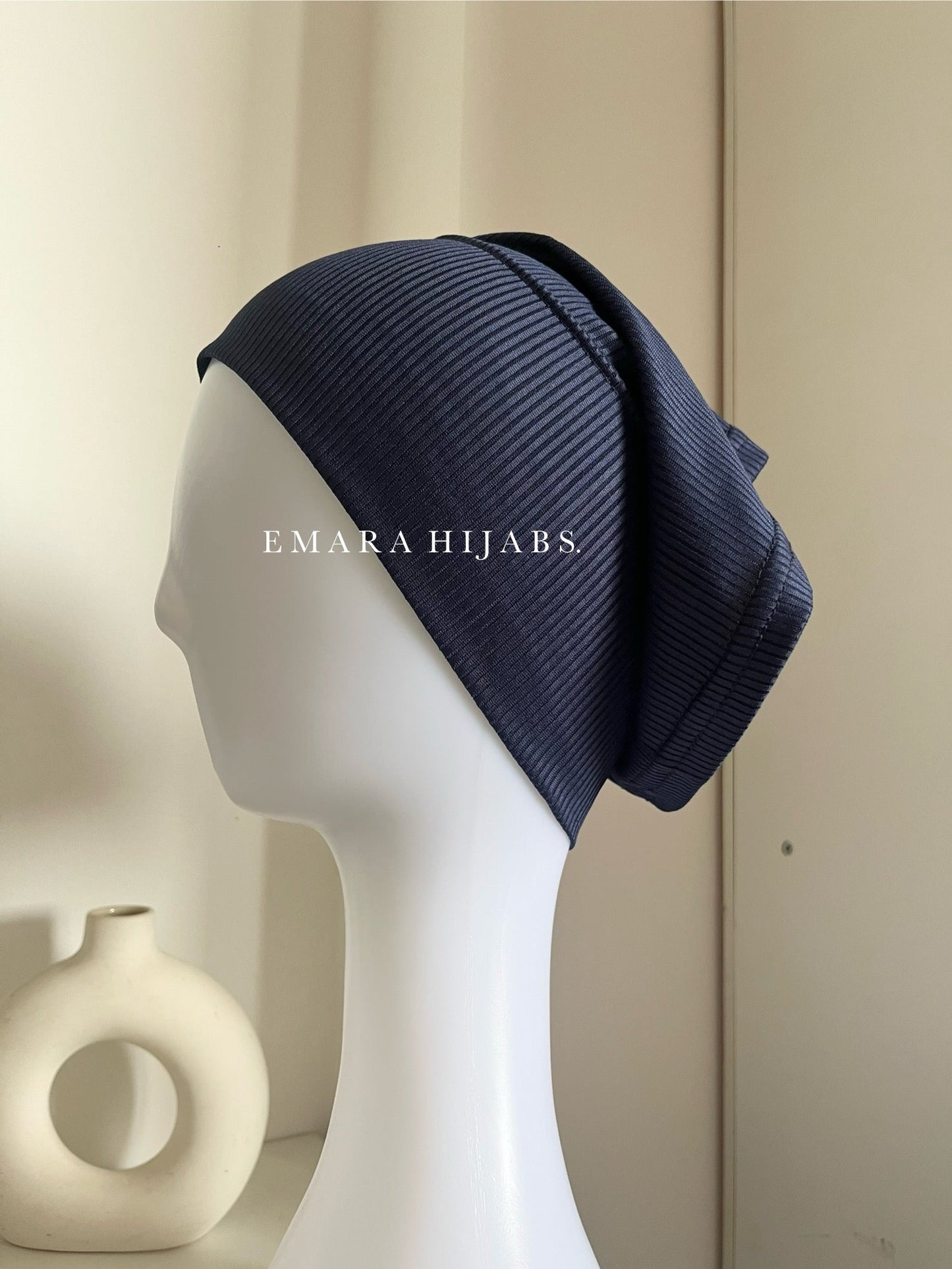 Navy Ribbed Tube Cap