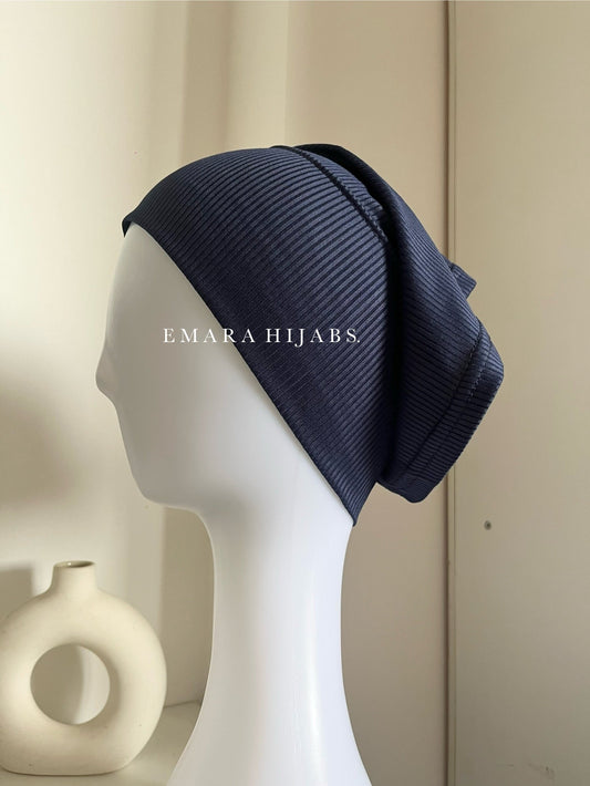 Navy Ribbed Tube Cap