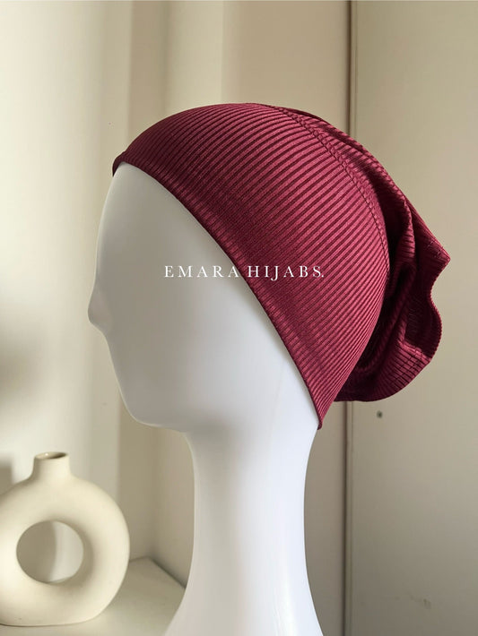 Maroon Ribbed Tube cap